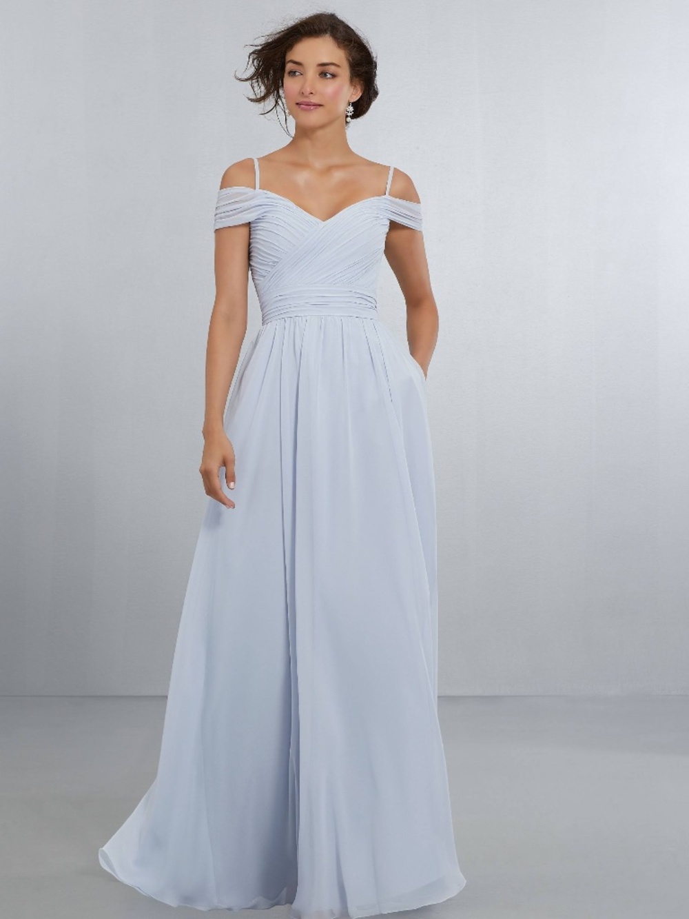 MORI LEE FOG BLUE CHIFFON GOWN SIZE 14